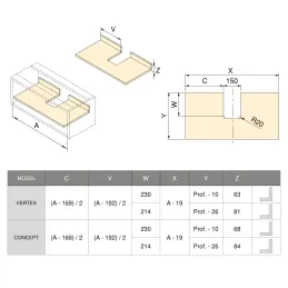 Profil za ladicu ispod sudopera TIDY / Antracit