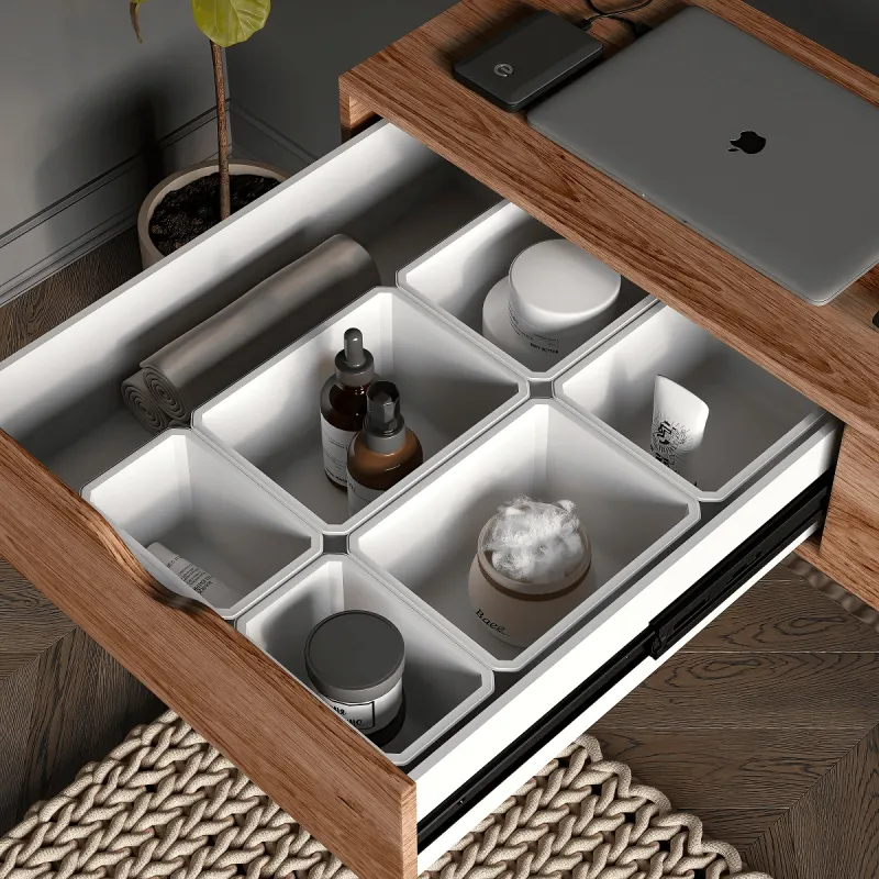 Organizator za ladicu u kupaonici TIDY XL - 6 kutija / Bijela