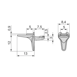 Polica držač za staklo s brtvom BEAK / Nikl - 10 kom