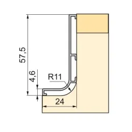 Profil ručke iza vrata GOLA - L / Crna mat