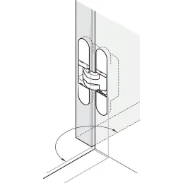 3D skrivena šarka za ugradnju za nevidljiva vrata debljine od 18 mm / Crna