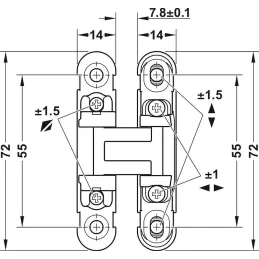 3D skrivena šarka za ugradnju za nevidljiva vrata debljine od 18 mm / Crna