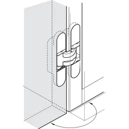 Zasunića 3D za ugradnju za skrivena vrata debljine od 18 mm / Siva