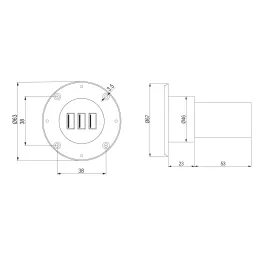 Interijer 3 x USB punjač za stol GOST / Crna mat