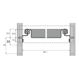 Izvlačna ladica za olovke 500 mm s prigušivačem / Crna