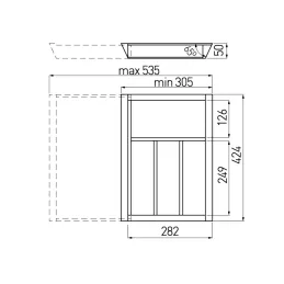 Drveni podesivi organizator za pribor UNIVERS do dubine 450 mm / Bukva