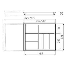Drveni podesivi organizator za pribor UNIVERS do dubine 450 mm / Bukva