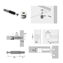 Set spojnog okova s polugom + ekscenter 18 / Nikal - 10 komada
