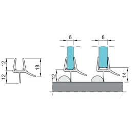 Donji brtveni profil za vrata tuš kabine 2500 mm / Transparentan