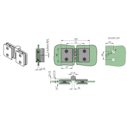 Šarka za tuš vrata SPECIALE staklo / staklo - Sjajni krom