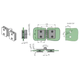 Šarka za tuš vrata SPECIALE staklo / staklo - Sjajni krom
