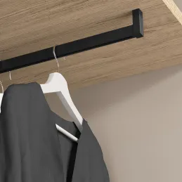 Set od 2 komada garderobnih šipki s brtvom LUXE s držačima / Crna strukturirana