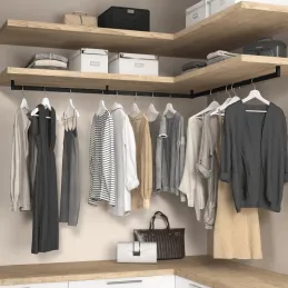 Set od 2 komada garderobnih šipki s brtvom LUXE s držačima / Crna strukturirana