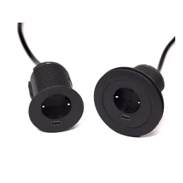 Unutarnja utičnica VERSATAG 1 x 230V + USB / Crna mat