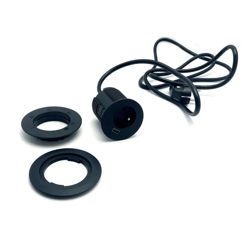 Unutarnja utičnica VERSATAG 1 x 230V + USB / Crna mat