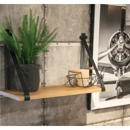 Kožni držač police FLORENCIA / Crna koža - par