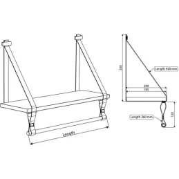 Kožni nosač police FLORENCIA s držačima za šipku / Crna koža - par