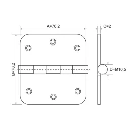 Krilna šarka 76 mm / Zlatna