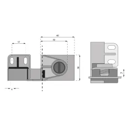 Središnji ovjes za staklena vrata UNION bez bušenja / Sjajni krom