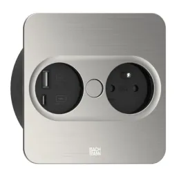 Električna utičnica Twist square 1x 230V + USB A-C / Nehrđajući čelik