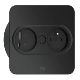 Električna utičnica Twist square 1x 230V + USB A-C / Crna mat