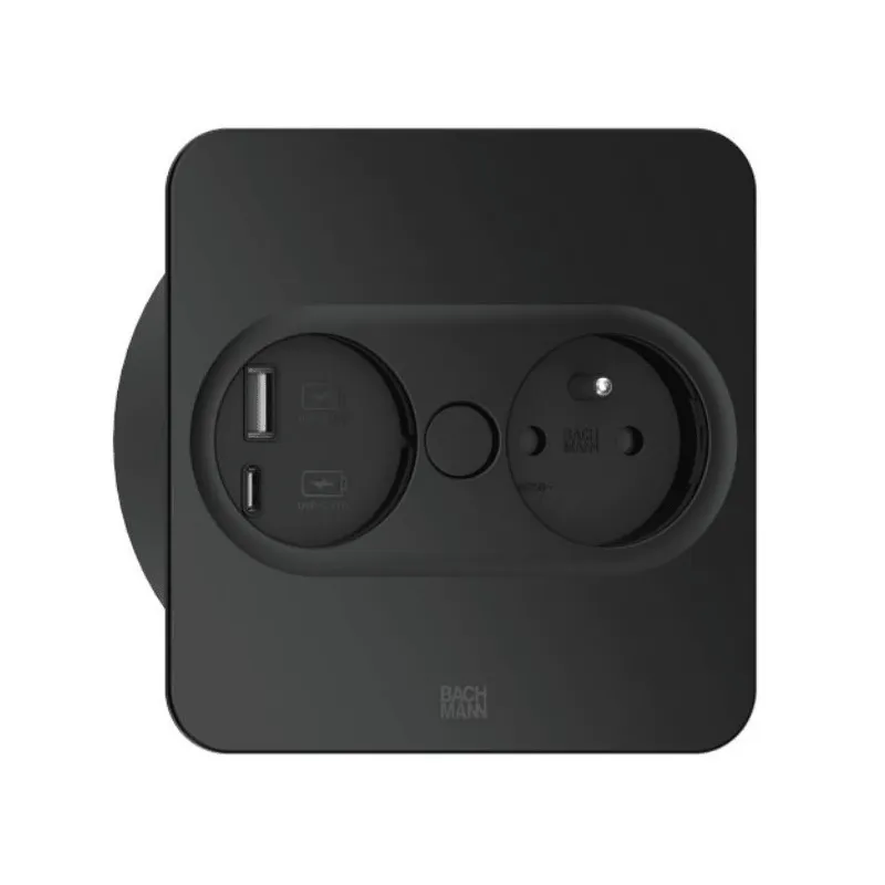 Električna utičnica Twist square 1x 230V + USB A-C / Crna mat