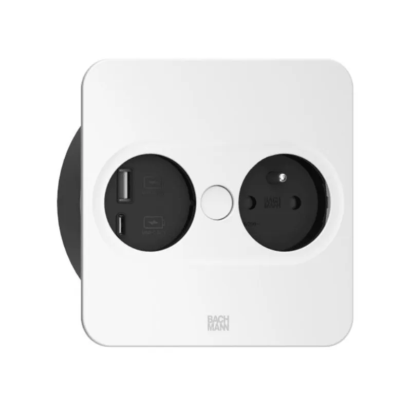 Električna utičnica Twist square 1x 230V + USB A-C / Bijela mat