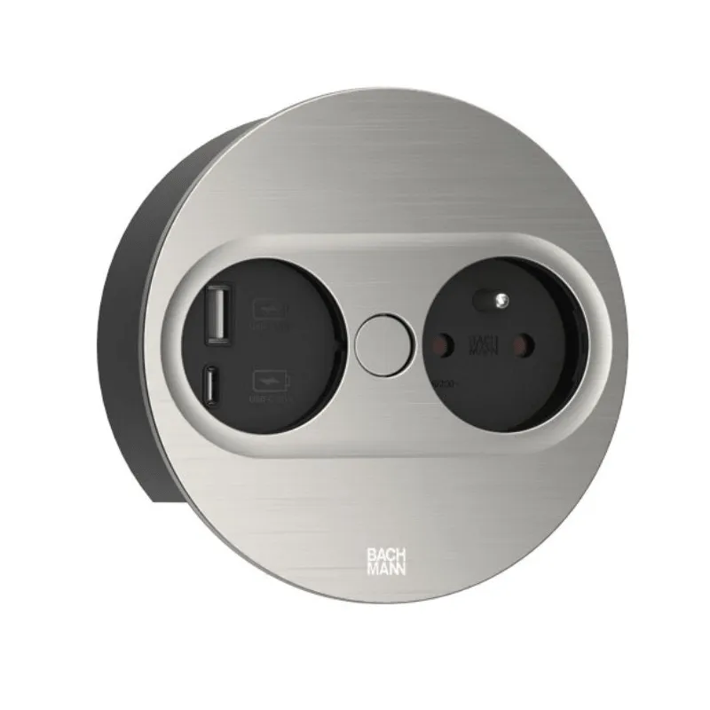 Električna utičnica Twist oval 1x 230V + USB A-C / Nehrđajući čelik