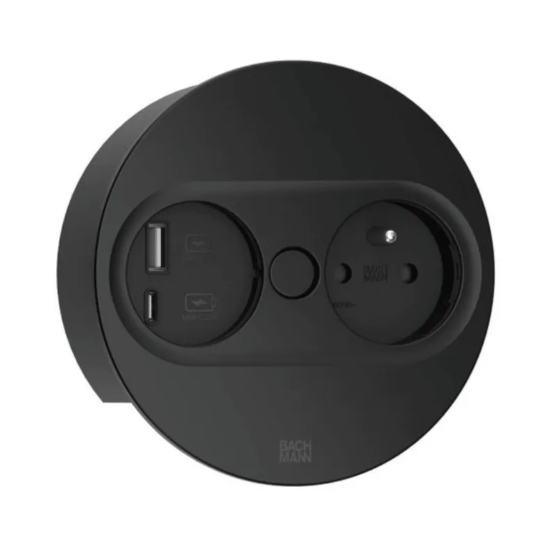 Električna utičnica Twist oval 1x 230V + USB A-C / Crna mat