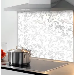 Staklena pregrada za kuhalo 600 mm / Srebrni ornamenti