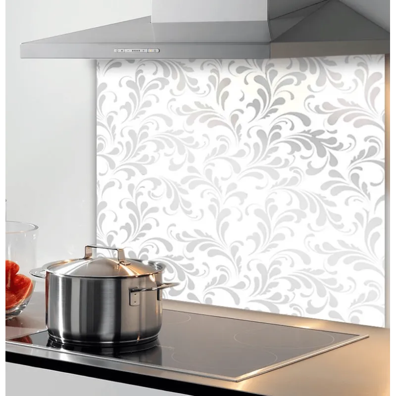 Staklena pregrada za kuhalo 600 mm / Srebrni ornamenti