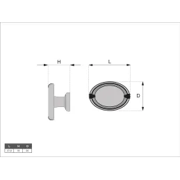 Ručka knopka GOYA / Starinsko srebrna