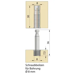 Spojna tiple za skrivene spojeve s tiplom KNAPP 8 mm / Crna - 10 kom