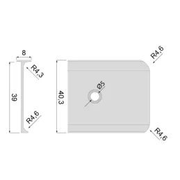 Kutna spojna letva za radnu ploču 38 mm / Aluminij