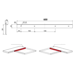 Ugaoni spojni profil za radnu ploču 28 mm / Aluminij