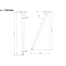 Nagibna stolna noga CUBIC / Bijela mat