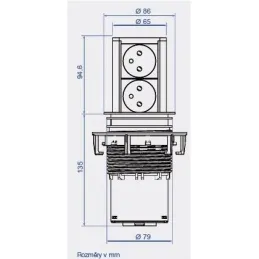 Izvlačna električna utičnica Elevator OFFICE HDMI / Brušeni aluminij