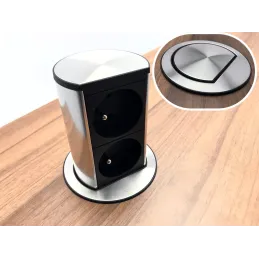 Izvlačna električna utičnica Elevator 2x230V FRENCH / Inox