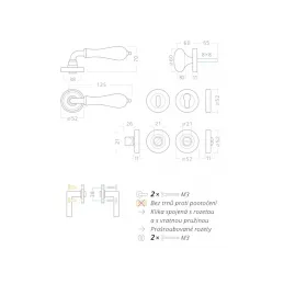 Rozetna kvaka CERAN / brončana patina - bijeli porculan