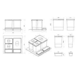 Kanta za otpatke za ladice EVEREST 600 mm / Siva