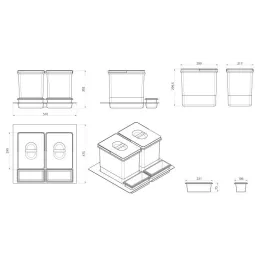 Kanta za otpatke za ladice EVEREST 600 mm / Siva