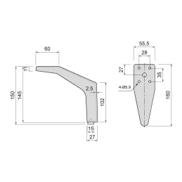 Namještajna noga NOVARA / Crna mat
