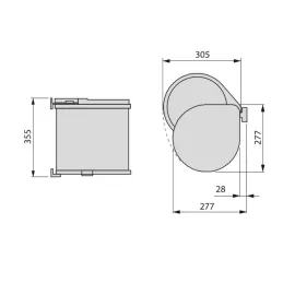 Okrugla kanta za otpad KLASIK 13L / Nehrđajući čelik - bijela