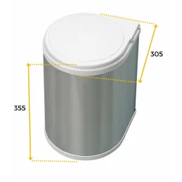 Okrugla kanta za otpad KLASIK 13L / Nehrđajući čelik - bijela