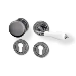 Rozetna ručka CERAN / Antracit - bijeli porculan