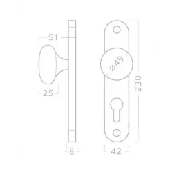 Ručka za vrata s pločom ECONOM 72 / Bijela
