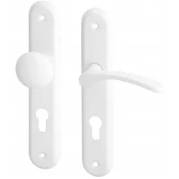 Ručka za vrata s pločom ECONOM 72 / Bijela