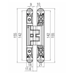 Skrivena vješalica za vrata bez rubova / Matirani krom