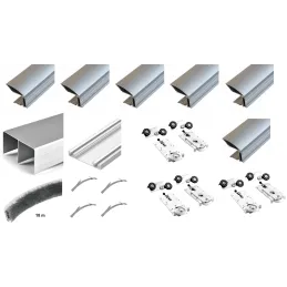 Set okova za troja klizna vrata MULTIOMEGA W RAMA - 3m / Aluminij