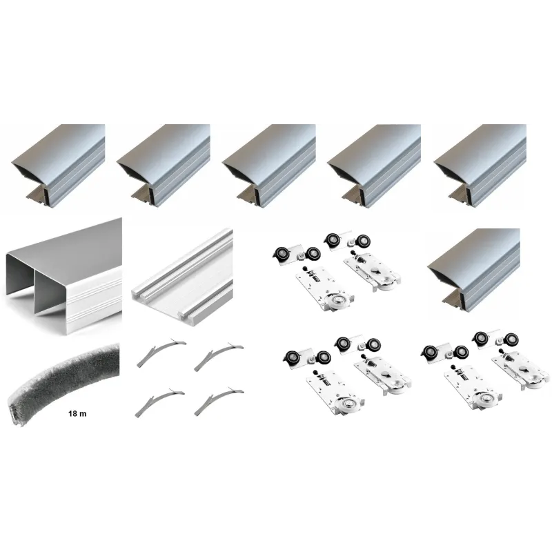 Set okova za troja klizna vrata MULTIOMEGA W RAMA - 3m / Aluminij